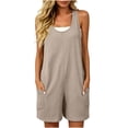 thumbnail image 5 of Lenago Women's Summer Solid Color Casual Backless Round Neck Two Pockets Full Length Romper, 5 of 8