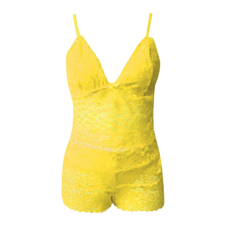 OAVQHLG3B Floral Lace Chemise Lingerie Set for Womens Boyshort Two Pieces  Lingerie Nightwear Sleepwear 