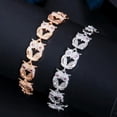 thumbnail image 2 of Stunning 585 Gold CZ Cute Owl Animal Charms Bangle Bracelet for Women Banquet, 2 of 9