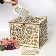 thumbnail image 2 of Rustic Hollow Wedding Card Box Wooden Wedding Card Box With Lock And Card Sign For Wedding And Baby Shower Parties, 2 of 3