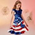 thumbnail image 5 of Avrnliq Girls 4th of July Dress Short Sleeve Ruffle Patriotic Midi Dress Casual Holiday Outfit,Size 5-6 T, 5 of 8