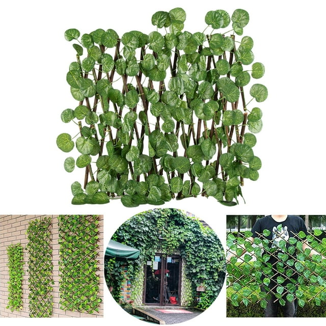 Panel de de pantalla de enrejado de jardín de expandible con hojas de plantas artificiales para el adorno trasero del jardín Hojas de Begonia DYNWAVEMX Valla retráctil