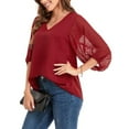 thumbnail image 4 of Blouse Décontractée pour Femmes Col en V Ample à Volants Manches Trois-Quarts en Chiffon, 4 of 7
