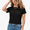 1-Black, variant on Women's Delicate Line Art Starry Sky Crescent Moon Saturn Zodiac Celestial Graphic Cropped Short Sleeve T-shirt Regular Fit Whimsical Night Sky Gift
