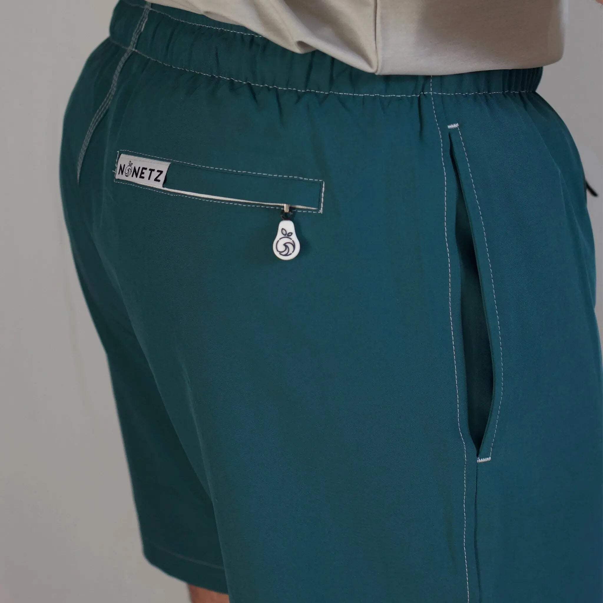 RETROMB NONETZ MEN'S RETRO SHORTS SLIM FIT FULLY LINED SWIM TRUNKS - TURQUOISE, Size: M, manufactured by SCAND-TEX.