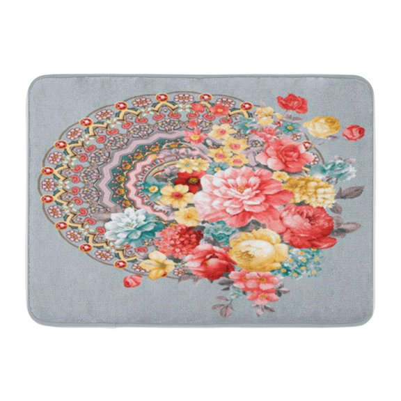 SIDONKU Watercolor Blossom He Visual Enjoyment of Flowers The Leaves and Design Drawing Doormat Floor Rug Bath Mat 23.6x15.7 inch