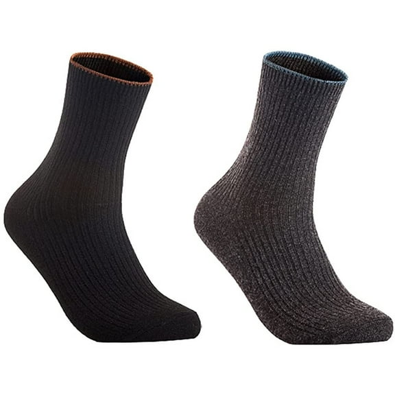 Lian LifeStyle Women's 2 Pairs Cute & Comfortable Wool Crew Socks Size 6-9 HR1612, Color Black, DarkGrey
