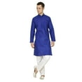 thumbnail image 2 of Indian Handmade Light Cotton Linen Summer Wear Long Kurta Pyjama Dress Set, 2 of 6