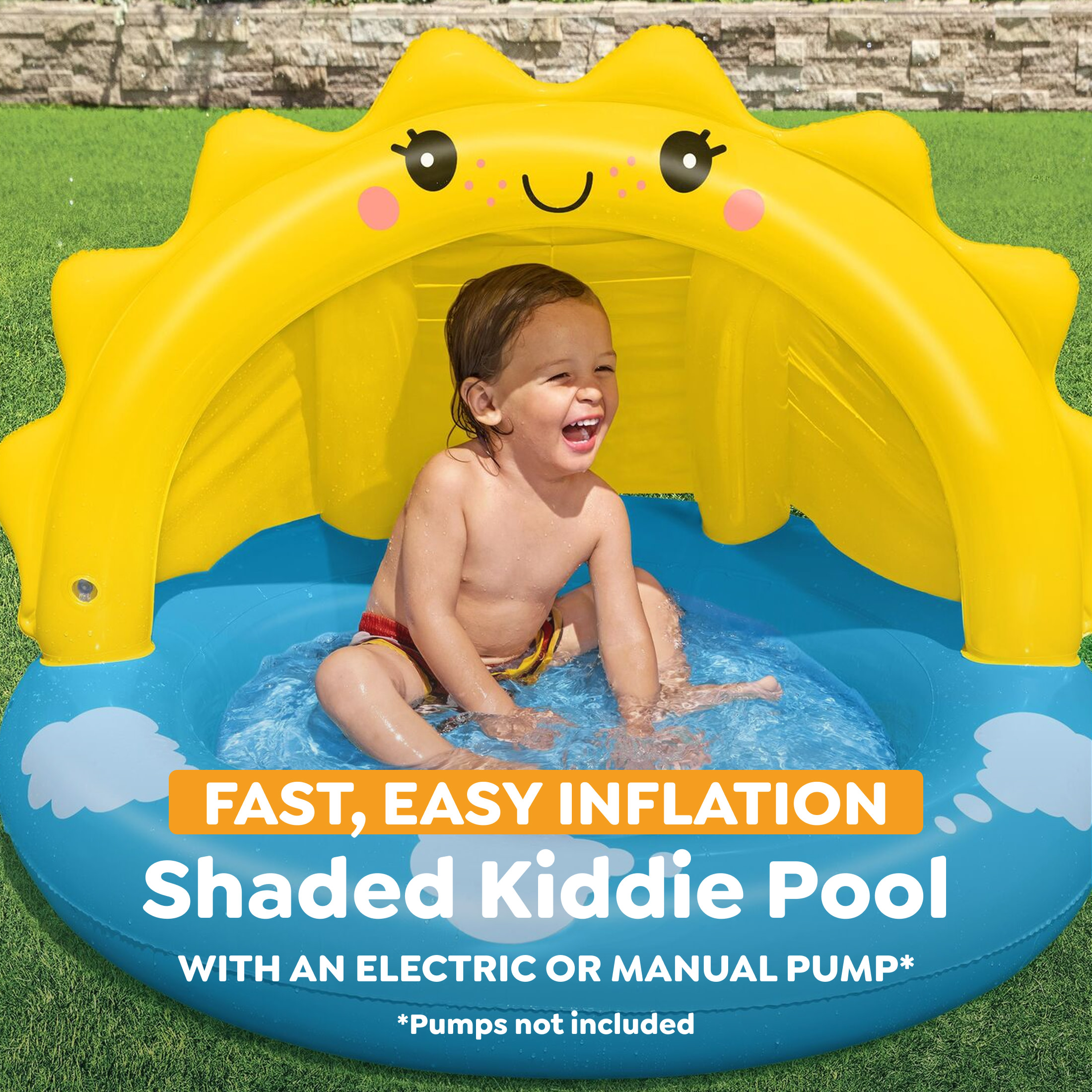 H2OGO! Sunny Days Inflatable Shaded Kiddie Pool 40 in. x 38 in. x 28 in.