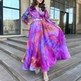 thumbnail image 1 of Plus Size High-end Dress Classic Large-volume Double-layer Ruffle High-waisted Fairy Women's Skirt Oil-color Elegant Neckline, 1 of 5