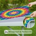 thumbnail image 6 of Colorful Rainbow Tie Dye Spiral Pattern Square Fitted Tablecloth with Elastic Edge,Square Table Cover,Washable Elastic Table Cover for Home Kitchen Party Decor 34"x34", 6 of 6