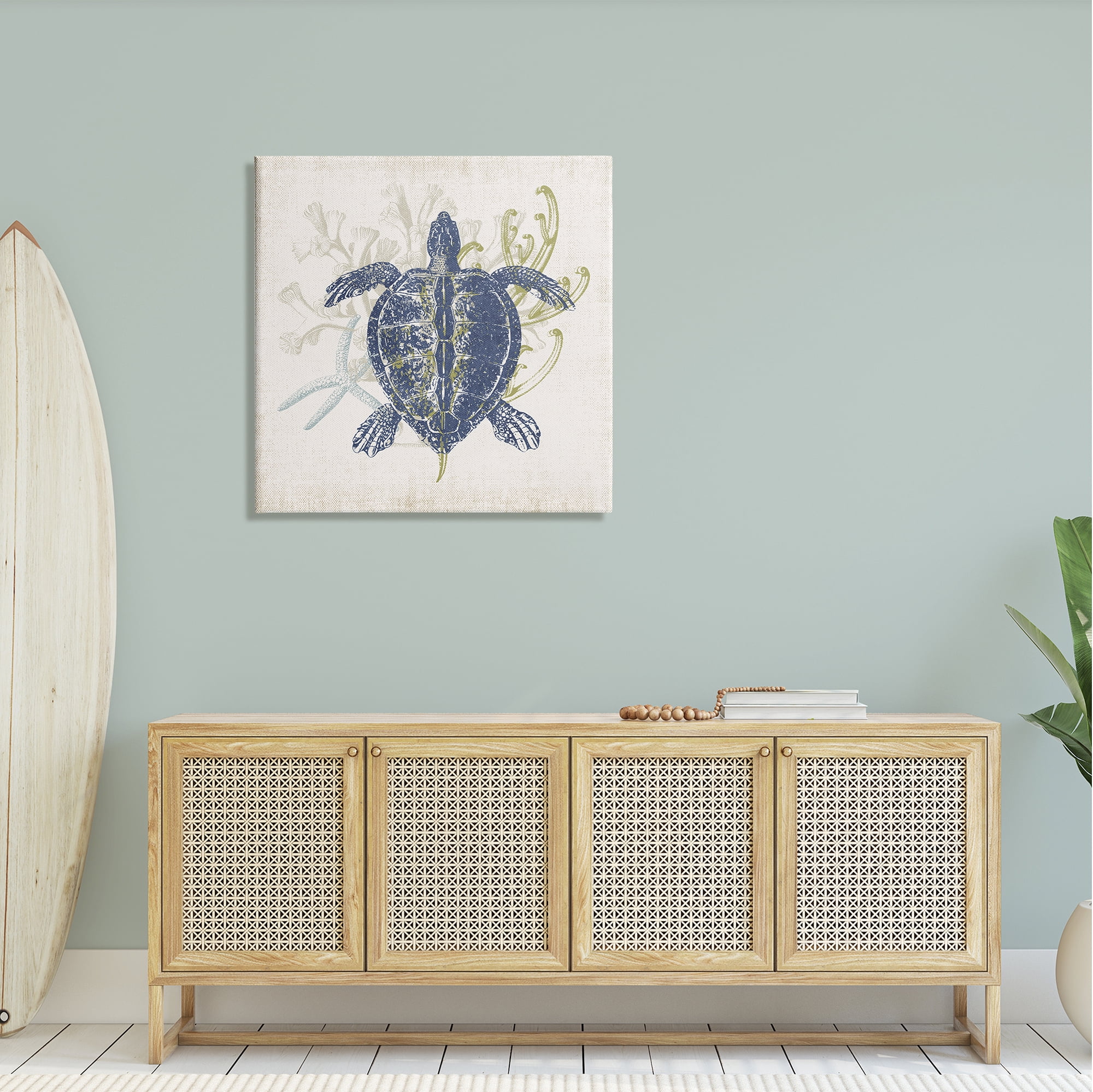 Stupell Industries Detailed Sea Turtle Layered Coral Aquatic Life Graphic Art Gallery Wrapped Canvas Print Wall Art, Design by Victoria Barnes