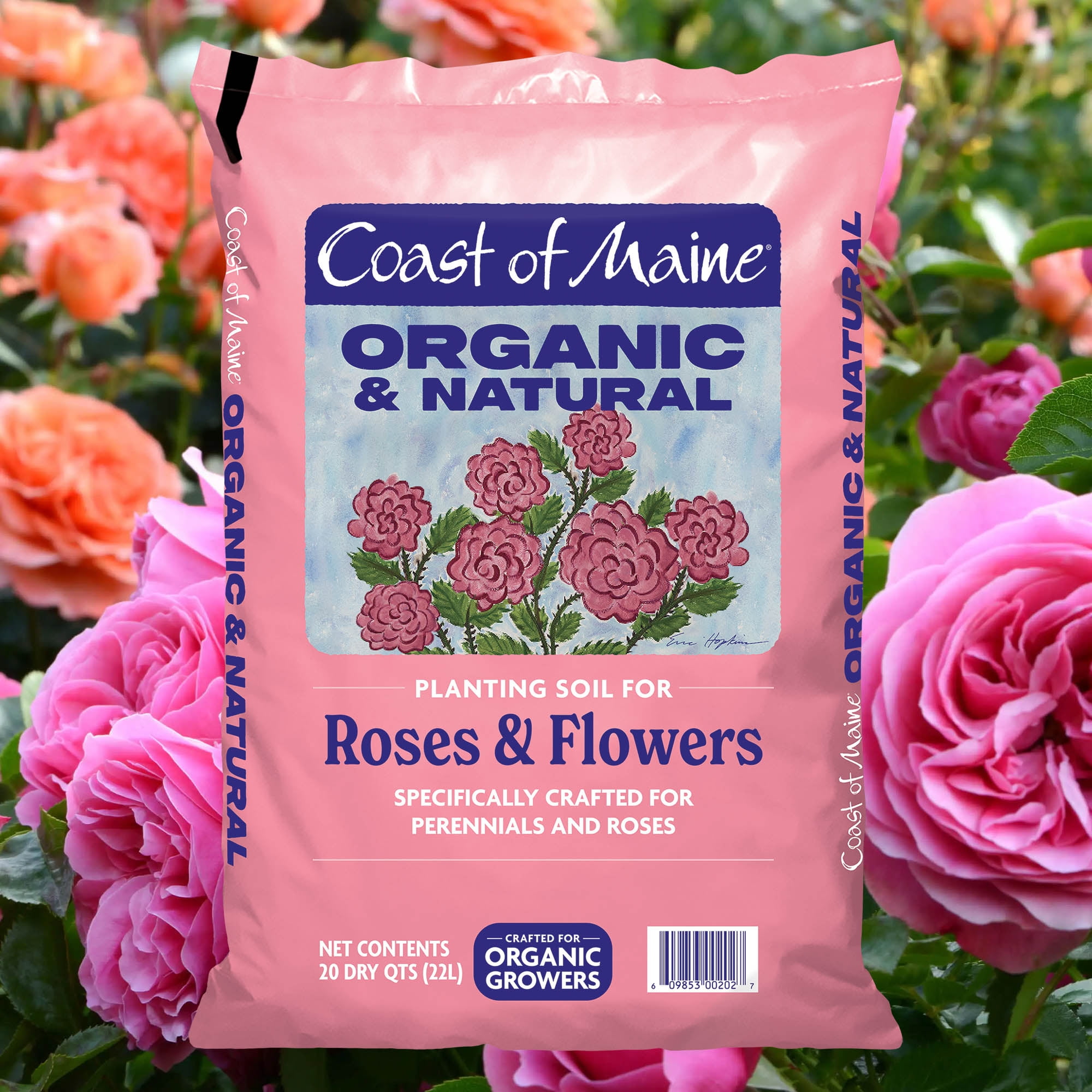 Coast of Maine Roses and Flowers, Organic and Natural Planting Soil for Roses, Annual and Perennial Flowers, 20qt