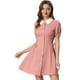 thumbnail image 1 of Vestido Vintage Allegra K Con Botones Y Cordones Cuello Peter Pan Rosa M, 1 of 5