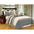 thumbnail image 1 of 11-Pc Clover Trellis Floral Geometric Pleated Comforter Curtain Set Slate-Blue Gray Off-White Queen, 1 of 4
