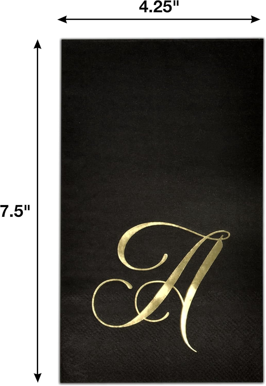 Gift Boutique Gold Monogram Letter A on Black Disposable Paper Napkins