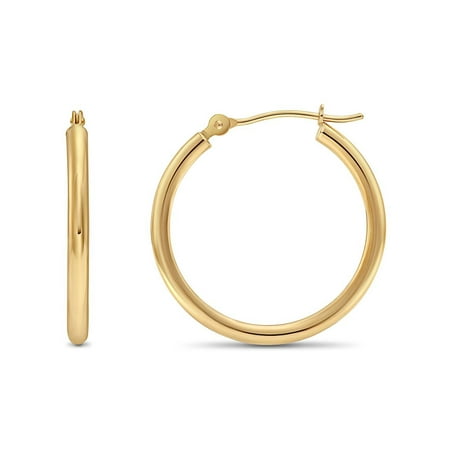Jewelers 14K Gold Bonded 2x25MM Hoop Earrings BOXED