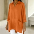 thumbnail image 4 of Bixock Women's Maternity Tops Long Sleeve Shirts V Neck Cotton Linen Loose Pregnant Casual Blouse with Pockets Soft Breathable Daily Wear Maternity Clothings, 4 of 7