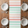 thumbnail image 6 of Peach Pink Green Ombre Table Runner - 108 Inch Long, Kitchen Dining Table Runner Dresser Scarves, Farmhouse Stripe Modern Farmhouse Decor for Coffee Tables Wedding Party Banquet, 6 of 8