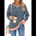 thumbnail image 1 of Sudadera Oversize para Mujer, Verano 2025, Cuello Redondo, Rayas, Larga, Aberturas Laterales, Sudaderas con Capucha Y2K Azul y Gris L, 1 of 10