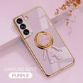 thumbnail image 1 of Feishell Slim Case for Samsung Galaxy S21 FE,Stylish Plating Cute Astronaut Portable Finger Ring Kickstand Shockproof Lightweight Flexible Silicone Magnetic Car Holder TPU Phone Case,Purple, 1 of 9