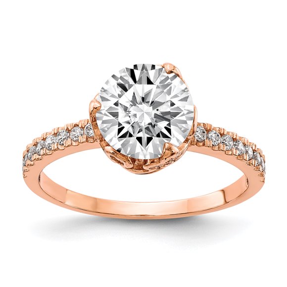 10K Tiara Collection Rose Gold Polished CZ Ring Size 7