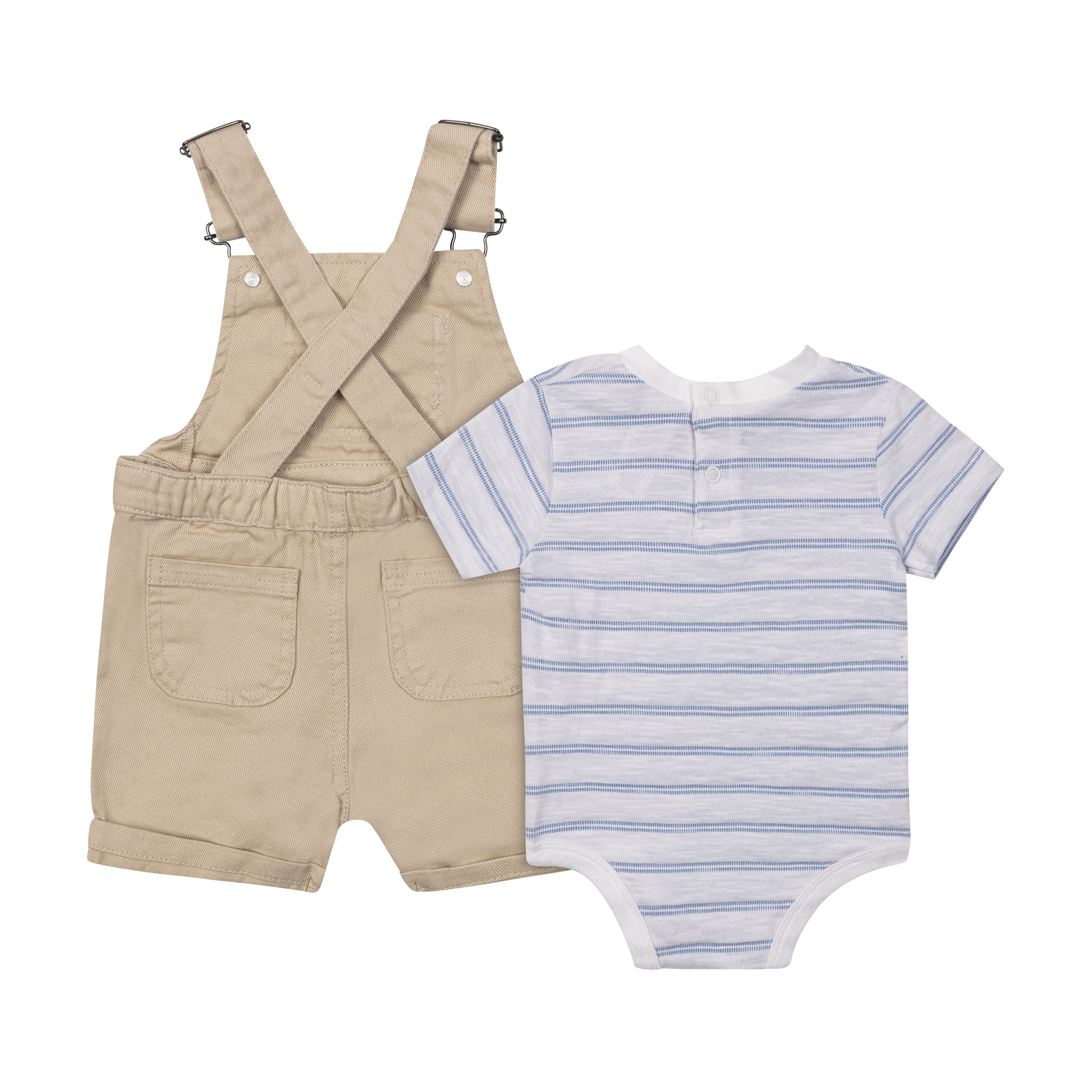 Little Lad Newborn Boys' Woven Shortall, 2-Piece Set, Sizes 0-3M-6-9M