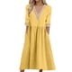 thumbnail image 1 of Vestido largo boho para mujer: vestido informal de manga corta con cuello en V, botones y bolsillos, cintura alta, 1 of 5