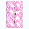 thumbnail image 1 of Metal Light Switch Plate Cover Pink Chevron Love Hearts LOV011, 1 of 13