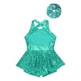 thumbnail image 4 of DPOIS Kids Girls Hip-Hop Jazz Latin Dance Leotard Dress Lake Green 10, 4 of 5