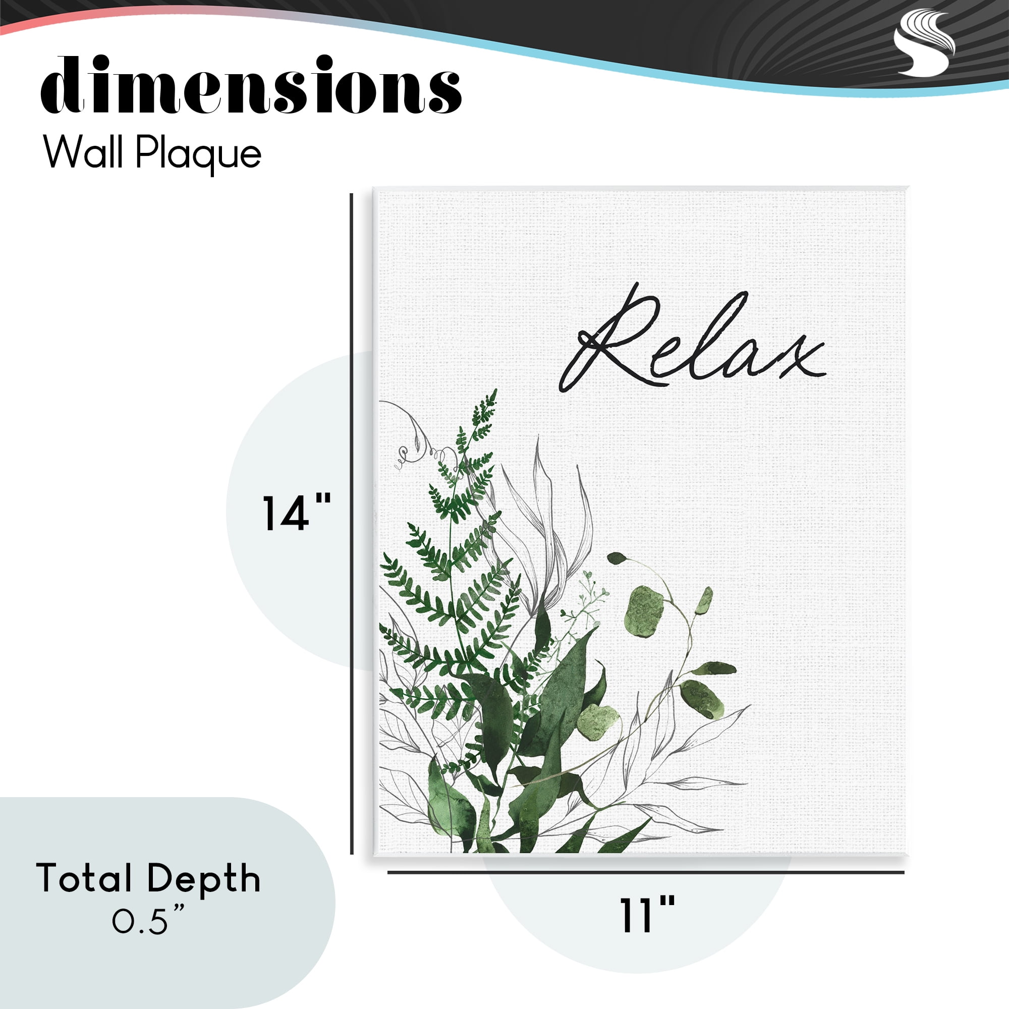 Relax Ferns & Botanicals Wall Plaque Art, design by Lettered and Lined