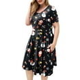 thumbnail image 2 of VERABENDI Women's Plus Size Dresses Short Sleeve Crew Neck Pleated Swing Dress with Pockets (L-4XL), 2 of 7