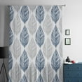 thumbnail image 5 of Navy Blue Grey Leaves Semi Sheer Curtains Drapes for Living Room, Bedroom, French Doors Window 54 Inches Long, Summer Tropical Plant Aesthetics Rod Pocket Chiffon Curtain Drapery Voile Drape Panel, 5 of 6