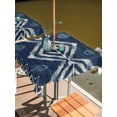 thumbnail image 2 of Square Outdoor Tablecloth with Umbrella Hole Navy Blue Outside Table Cloth Waterproof Patio Table Cover Vintage Tribal Abstract Geometric Tie Dye Art Zipper Tablecloths for Picnic Camping 60x60 Inch, 2 of 8