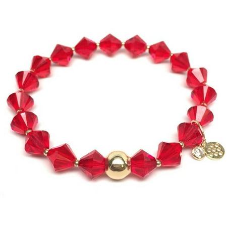 Julieta Jewelry Red Swarovski Crystal Rachel 14kt Gold over Sterling Silver Stretch Bracelet