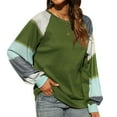thumbnail image 3 of Xuanfei Women Contrast Color Patchwork Raglan Sleeve Crew Neck Rainbow Sweatshirt, 3 of 4