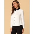 thumbnail image 4 of INSPIRE CHIC Chemise Basique à Col Rabattu Double Contraste en Satin pour Femmes, 4 of 6