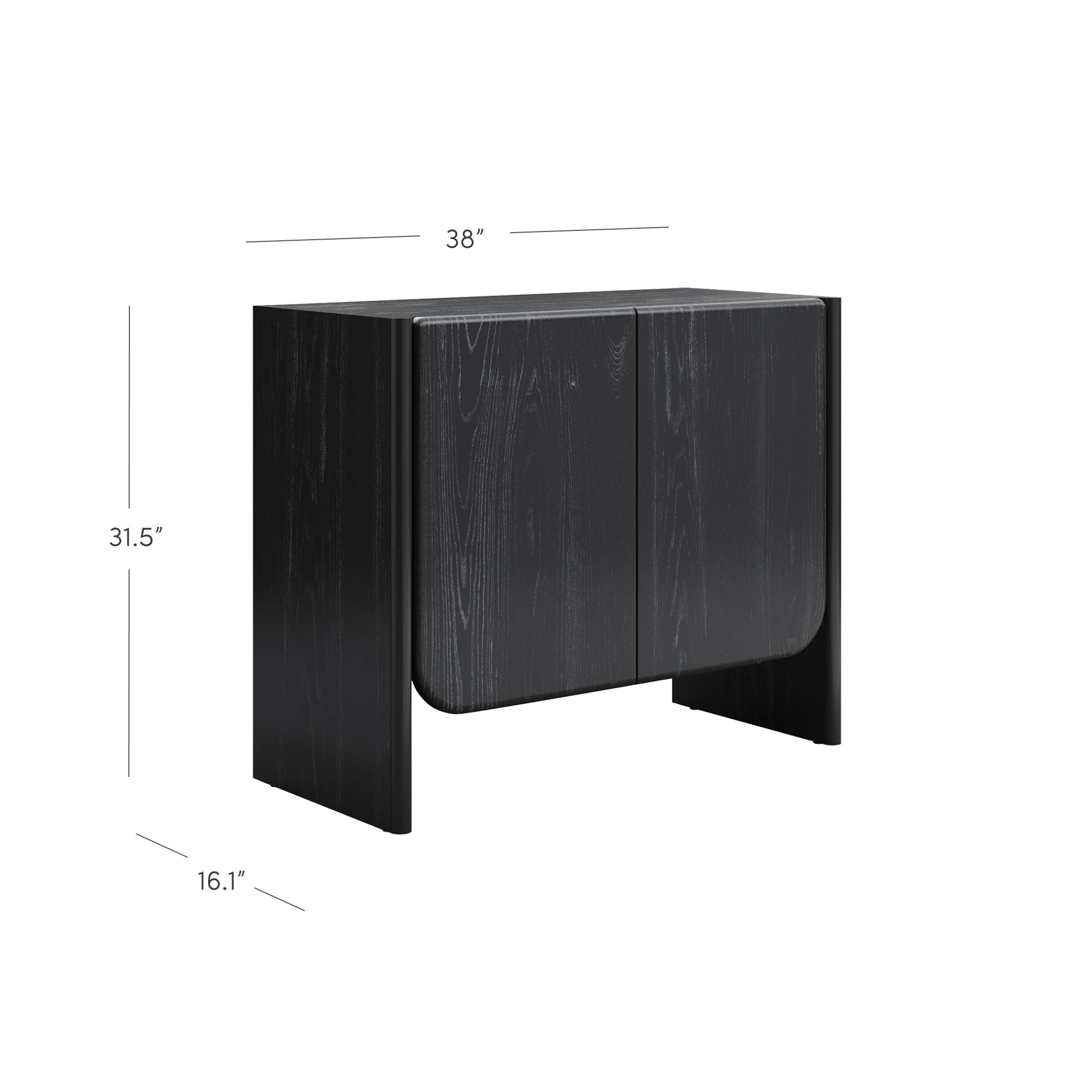 Nathan James Jacala Mid Century Modern Entryway Storage Cabinet with Doors, Living Room Accent Cabinet with Wood Frame, Black Oak