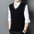 thumbnail image 4 of Zeijnsda Mens Sweater Vests Spring Autumn Pullover Knitted Sweater Vests Fashion Loose V-Neck Tank Tops Solid Color Sleeveless Matching Waistcoats, 4 of 6