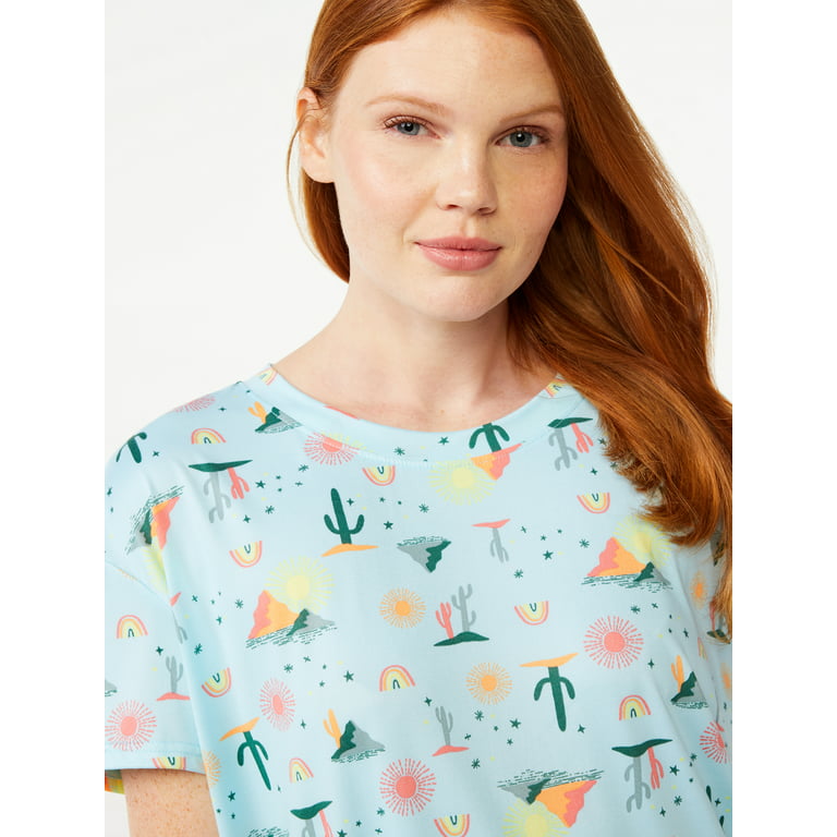 Joyspun Women's Print Sleepshirt with Pockets, Sizes S/M to 2X/3X