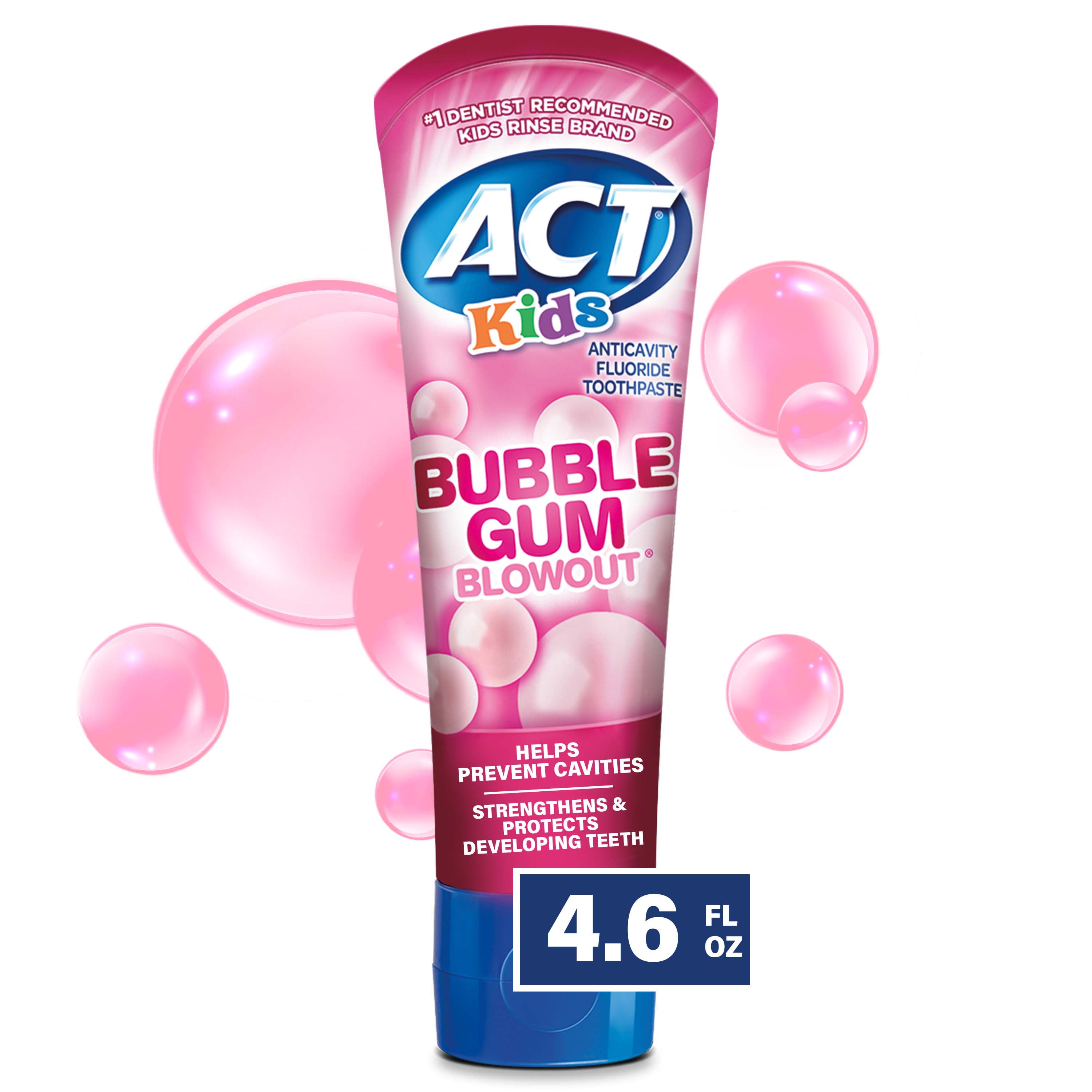 ACT Kids Anticavity Fluoride Toothpaste, Bubble Gum Blowout, 4.6 oz