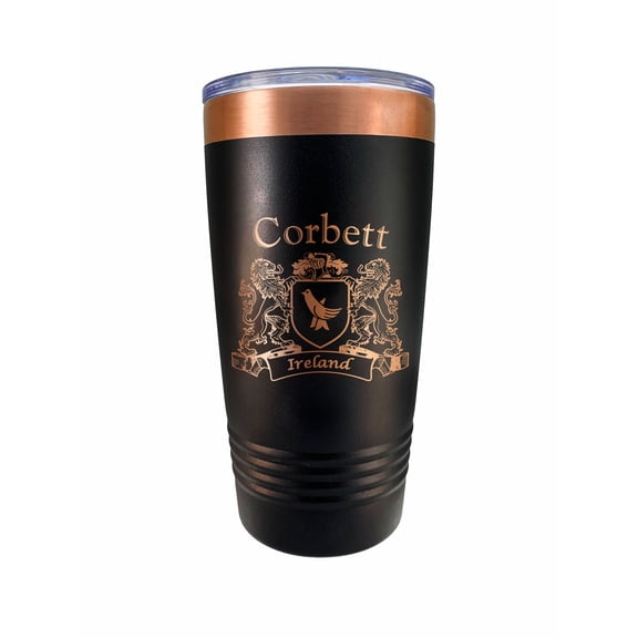 Corbett Irish Coat of Arms Black Travel Mug