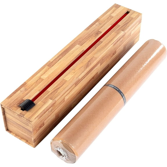 ChicWrap Butcher Block Parchment Refillable Dispenser with 15" x 205' Roll of Culinary Grade Parchment Paper