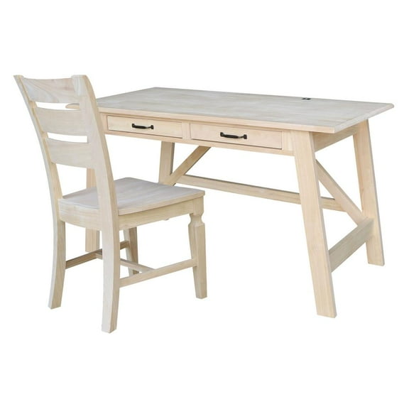 International Concepts Serendipity Wood Desk with 2 Drawers and Chair