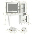 thumbnail image 2 of Danpinera Home 49" Fluted Makeup Vanity Desk with Lighted Mirror & Glass Top, White, 2 of 9