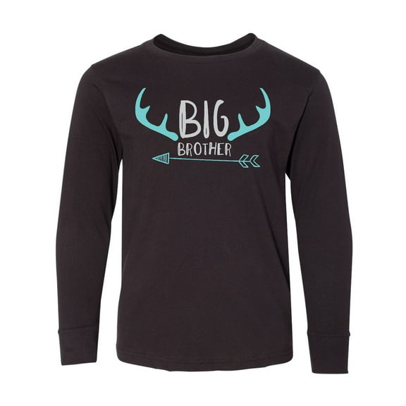 Inktastic Big Brother, Deer Antlers, Arrow - Blue Gray Long Sleeve Youth T-Shirt