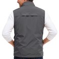 thumbnail image 6 of CharmCyan Men's Outdoor Fishing Vest, Lightweight Sleeveless Practical Workwear, With Added Fleece Suitable For Winter, Double-sided Wearable Gray 2XL, 6 of 7