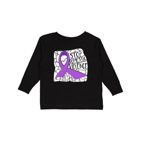 Inktastic Stop Domestic Violence-shattered glass Boys or Girls Long Sleeve Toddler T-Shirt