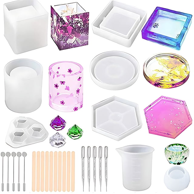 Billuyoard Posavasos de resina para manualidades, Kit de herramientas de moldes de Arte de resina de fundición, regalo creativo para Festival, Artesanía C