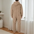 thumbnail image 5 of SUYIDA Men's Hooded Onesie Pajamas Lightweight Fuzzy Fleece Zip Up Jumpsuit Long Sleeve Long Pants One Piece Pjs, 5 of 6